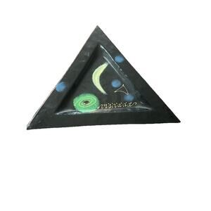 Large Metal Tray Evil Eye Design Ash Tray unique Black Painted moon Colorful MCM